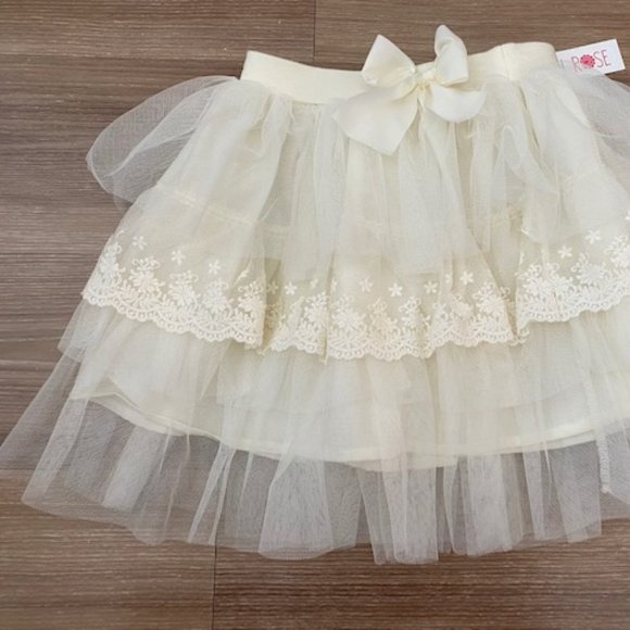 MAE LI ROSE GIRLS DECORATIVE LACE TULLE SKIRT - Picture 3 of 3
